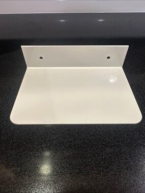 White reversible powder coated Bathroom Shelf Mount Bracket for flushable wipes